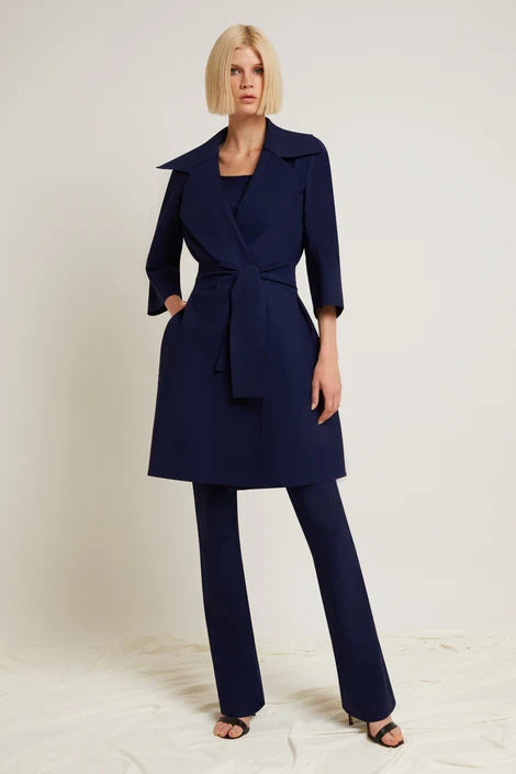 Saveria Duster Coat in Blu Notte Navy Xs CASAVE19I B