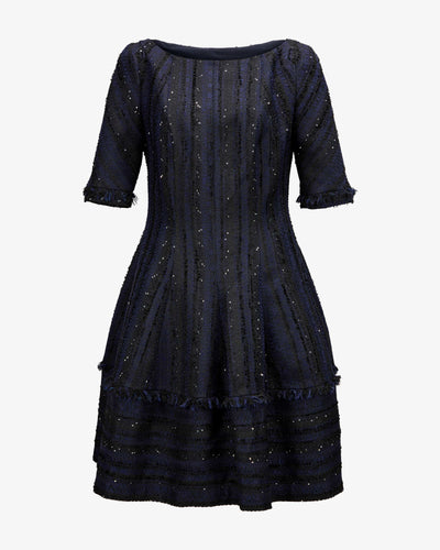 Northside Tweed Dress in Black/Navy