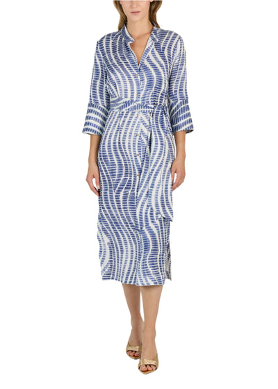 Playa Print Cupro Dress in Indigo/White