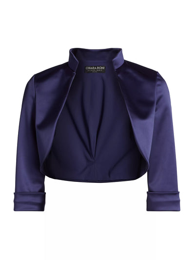 Amatista Satin Shrug in Blu Notte