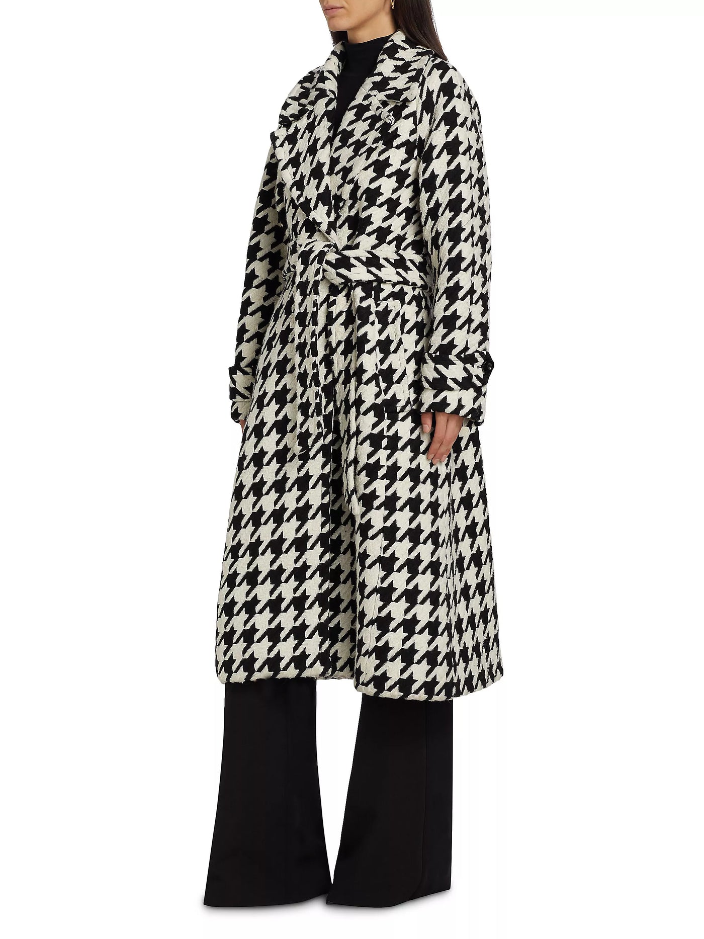 Brandy Houndstooth Coat in Jet Optic