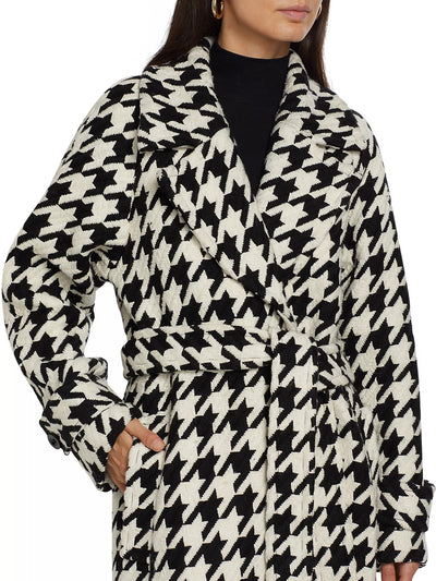 Brandy Houndstooth Coat in Jet Optic