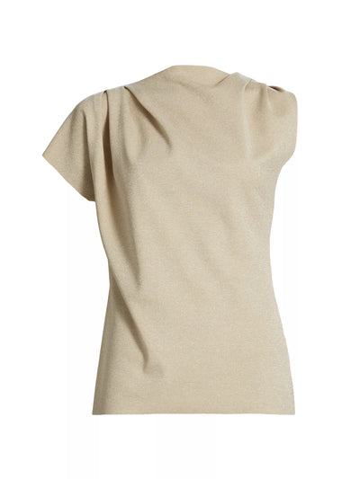 Teruo Sugar Asymmetric Jersey Blouse in Desert