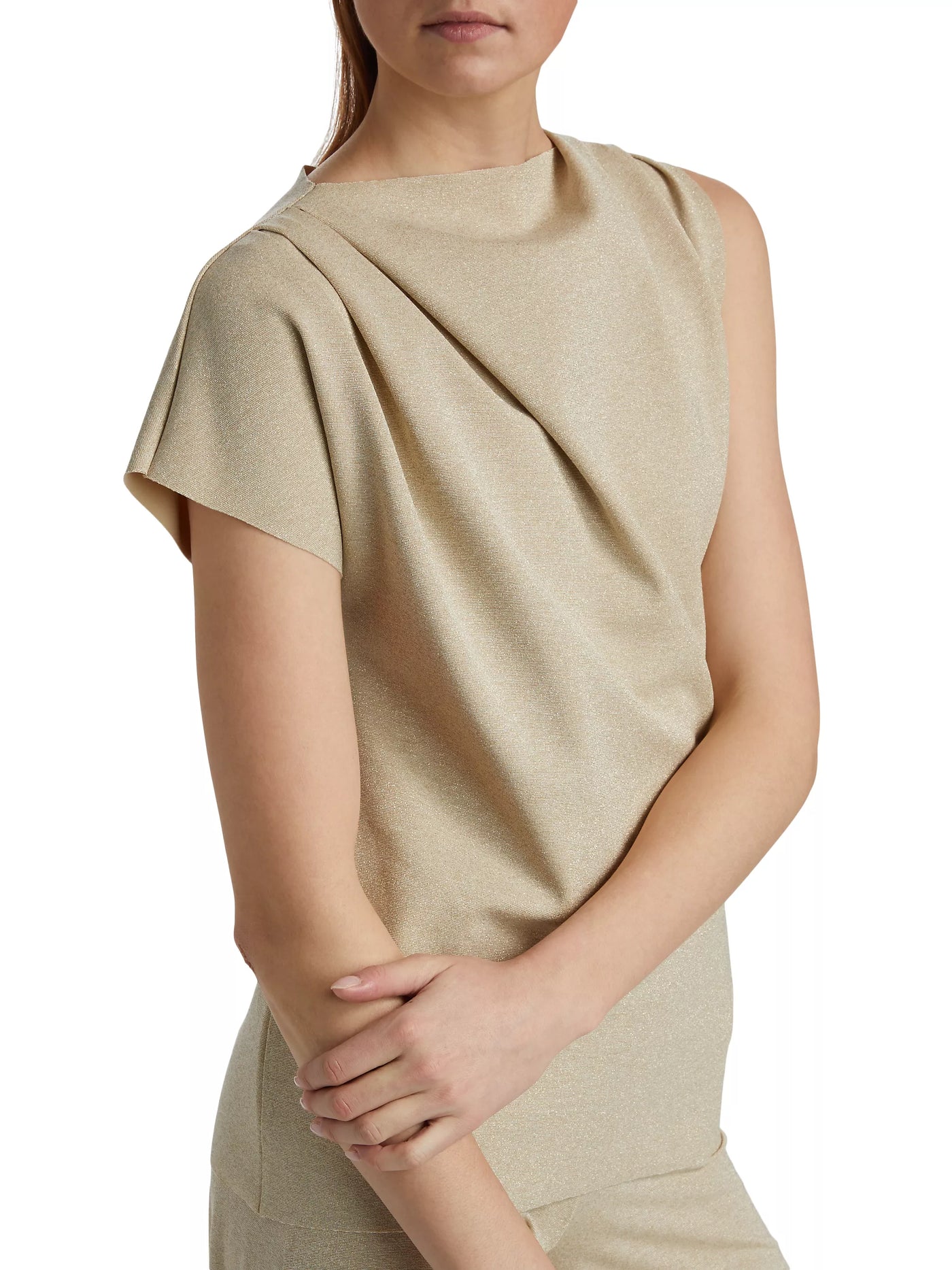 Teruo Sugar Asymmetric Jersey Blouse in Desert