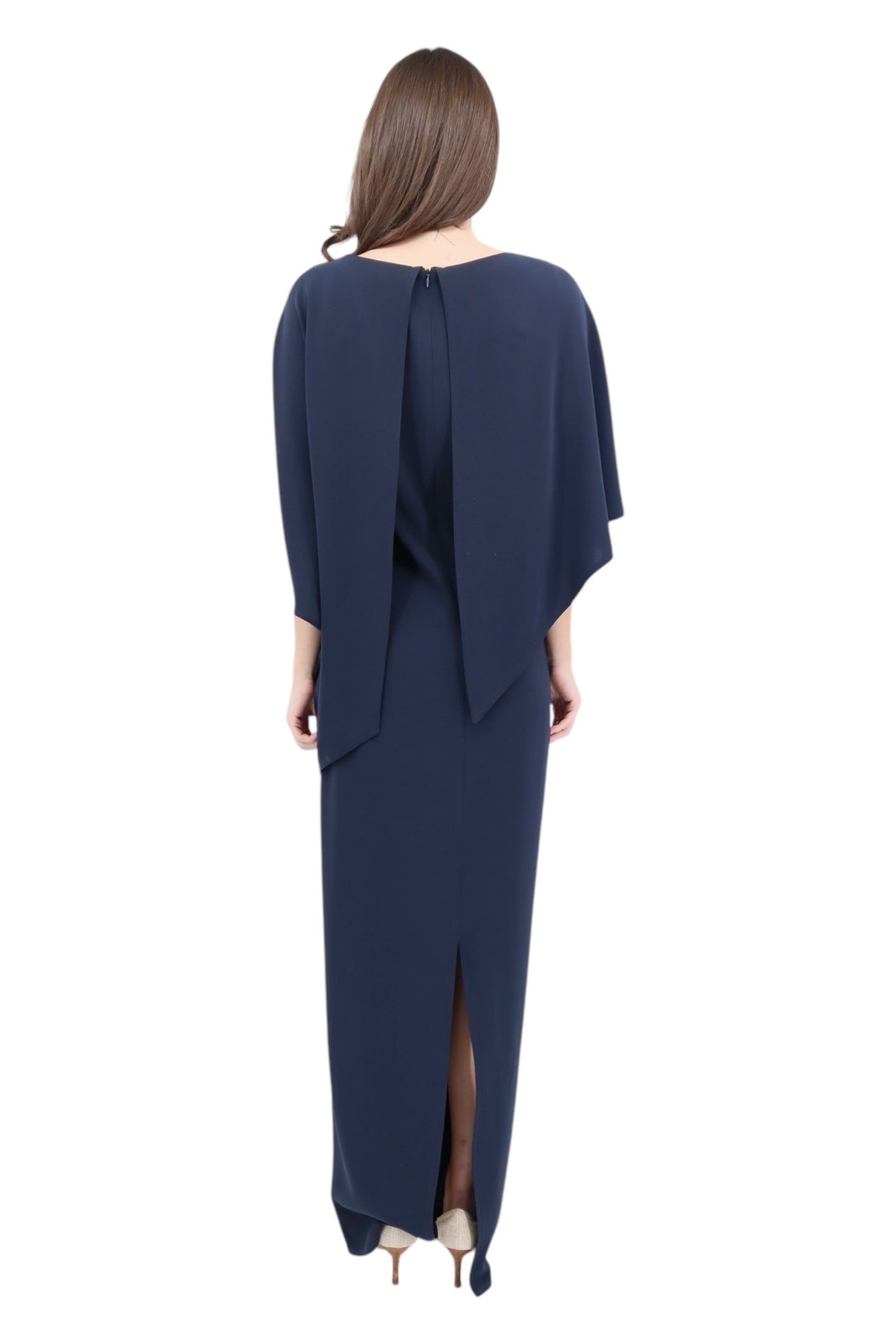 Matte Crepe Grecian Gown in Navy