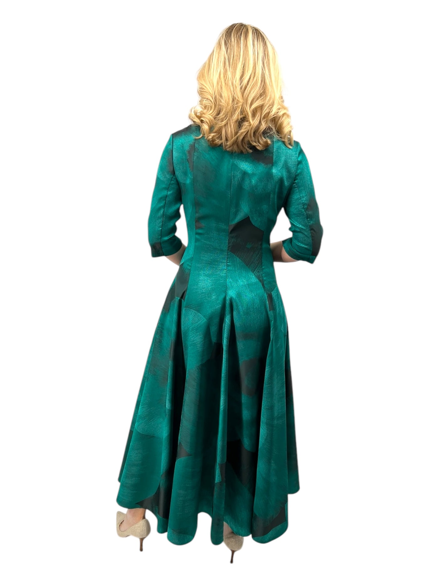 Lisianthus Jacquard Midi Dress in Jade Green