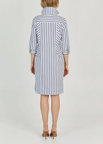 Cabana Stripe Shift Dress in Navy/White