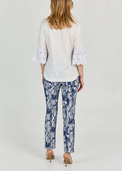 Botanico Jacquard Pant in Navy/White