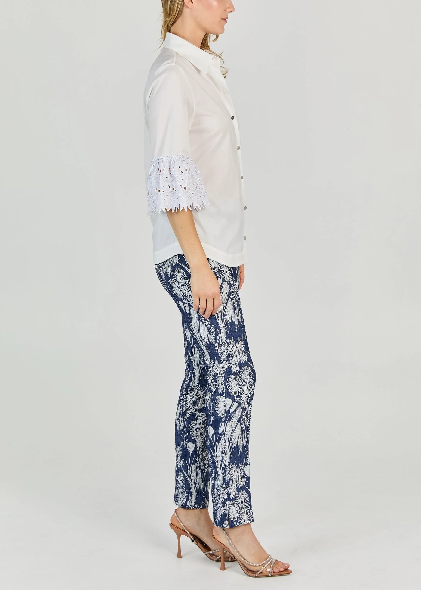 Botanico Jacquard Pant in Navy/White