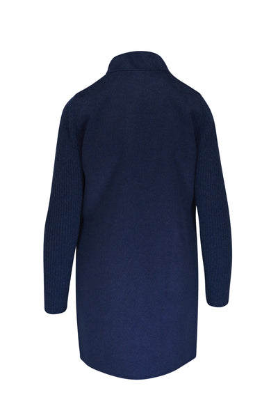 Rib Sleeve Coat in Navy