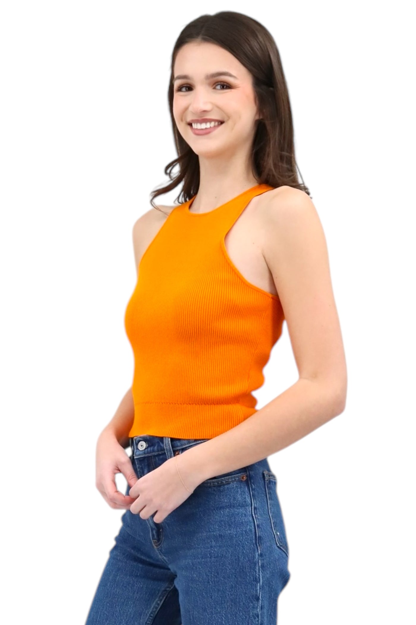 Avery Racer Tank in Mango