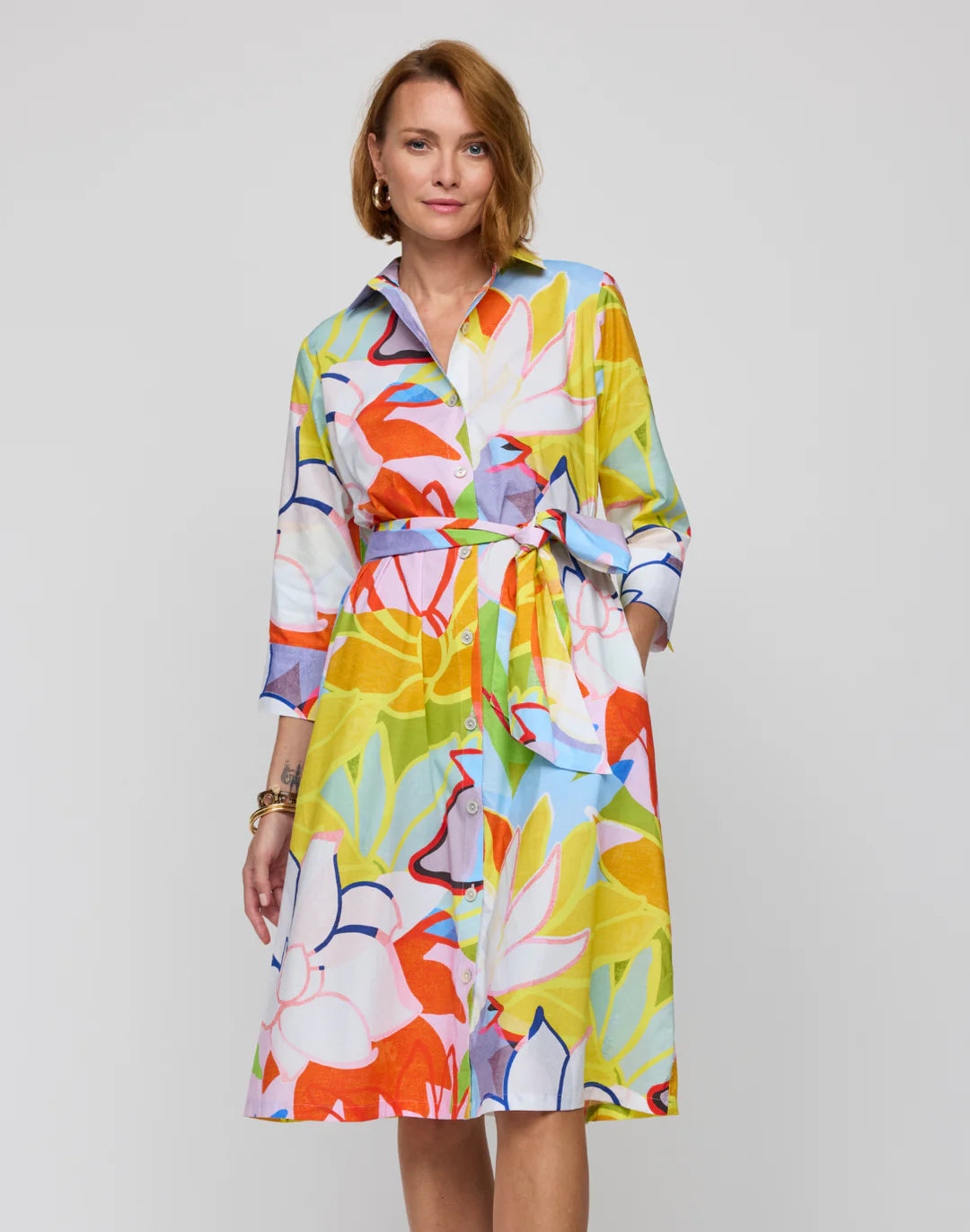 Tamron 3/4 Sleeve Dress in Lotus Print