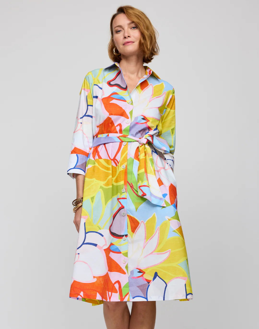 Tamron 3/4 Sleeve Dress in Lotus Print