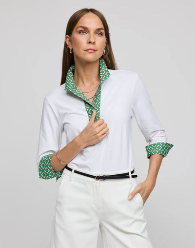 Ainsley 3/4 Sleeve Chain Link Shirt in Green