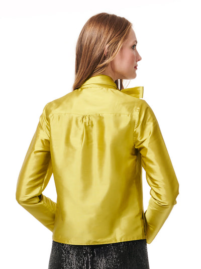 Tie Neck Taffeta Top in Citrine