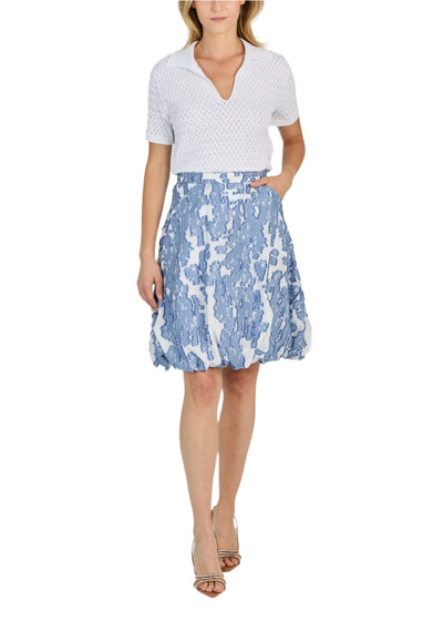 Havana Fil Coupe Skirt in Chambray/White