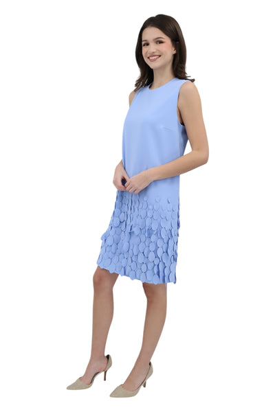 Jewel Neck Arak Sheath with Mini Disc Hem in Periwinkle