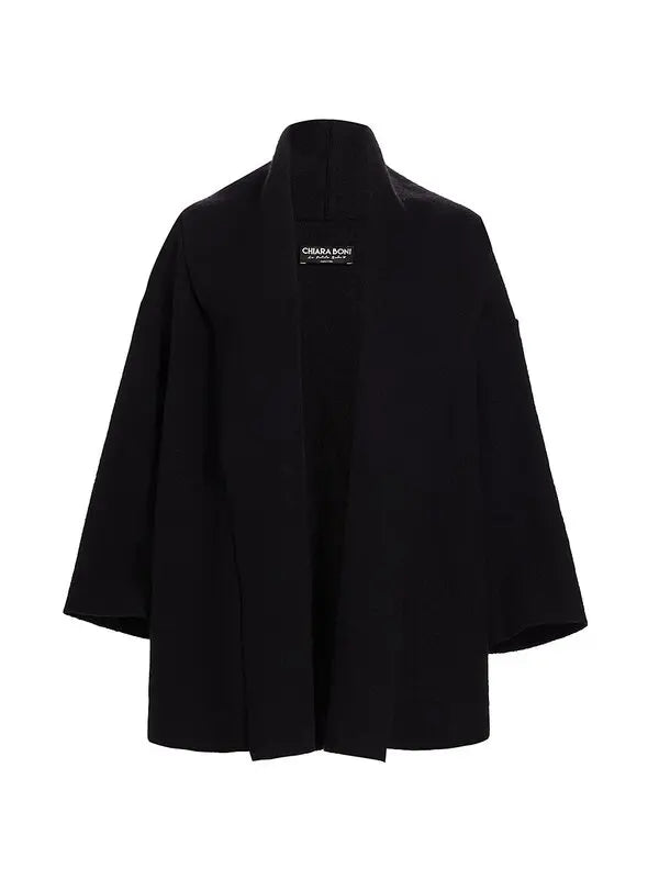 Morella Wool Jersey Mix Coat in Black