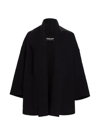 Morella Wool Jersey Mix Coat in Black