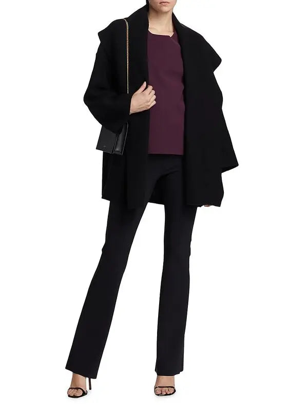 Morella Wool Jersey Mix Coat in Black