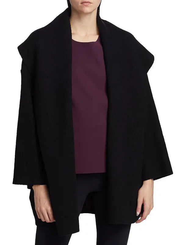 Morella Wool Jersey Mix Coat in Black