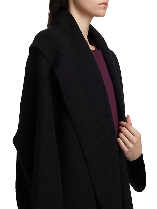 Morella Wool Jersey Mix Coat in Black