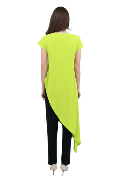 Asymmetrical Matte Crepe Maxi Tunic in Lime