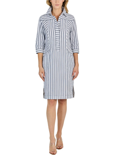 Cabana Stripe Shift Dress in Navy/White