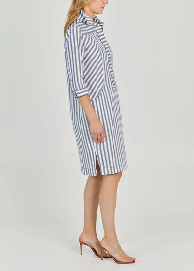 Cabana Stripe Shift Dress in Navy/White