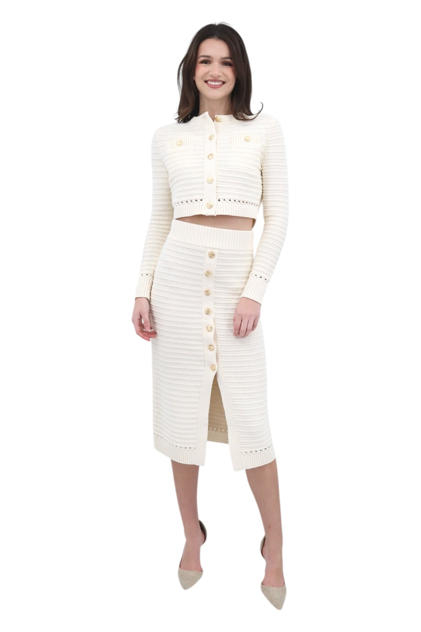 Tani Button Front Skirt in Ivory