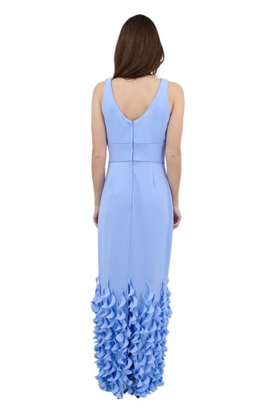 V-Neck Gown with Spiral Hem in Periwinkle