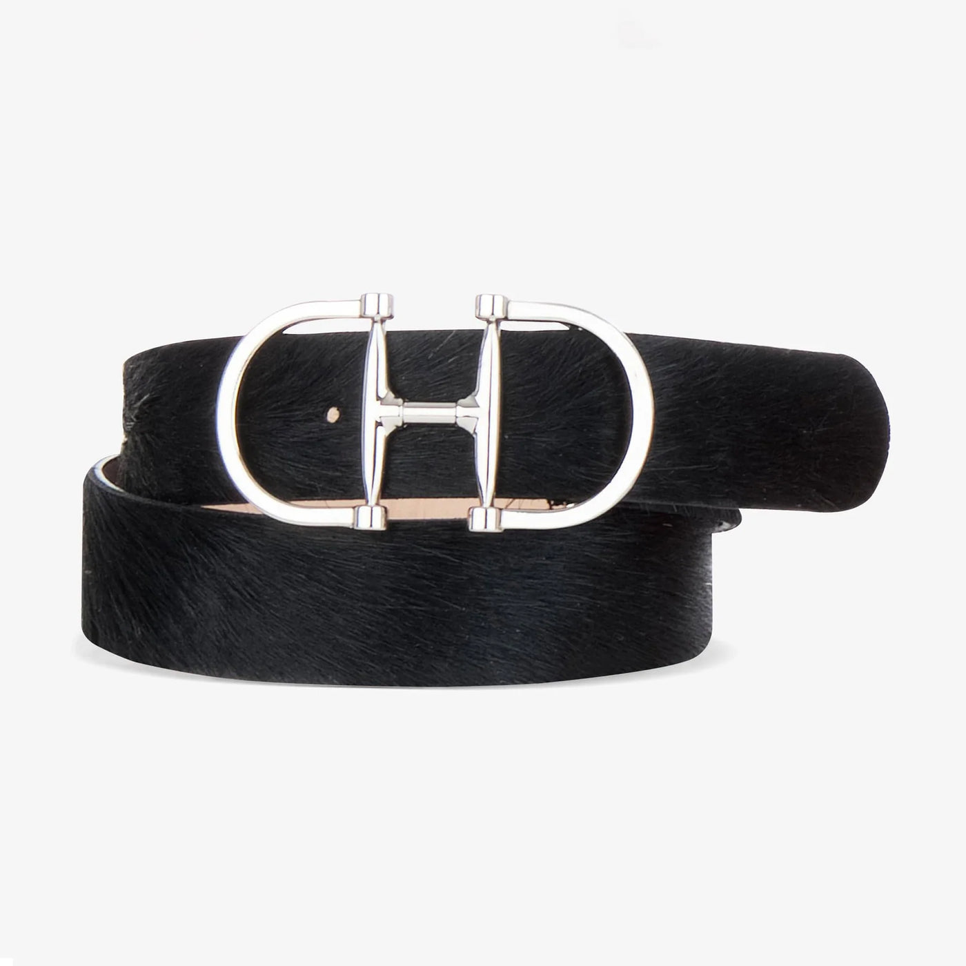 Kasi Hair-On Belt With Gold Buckle in Black