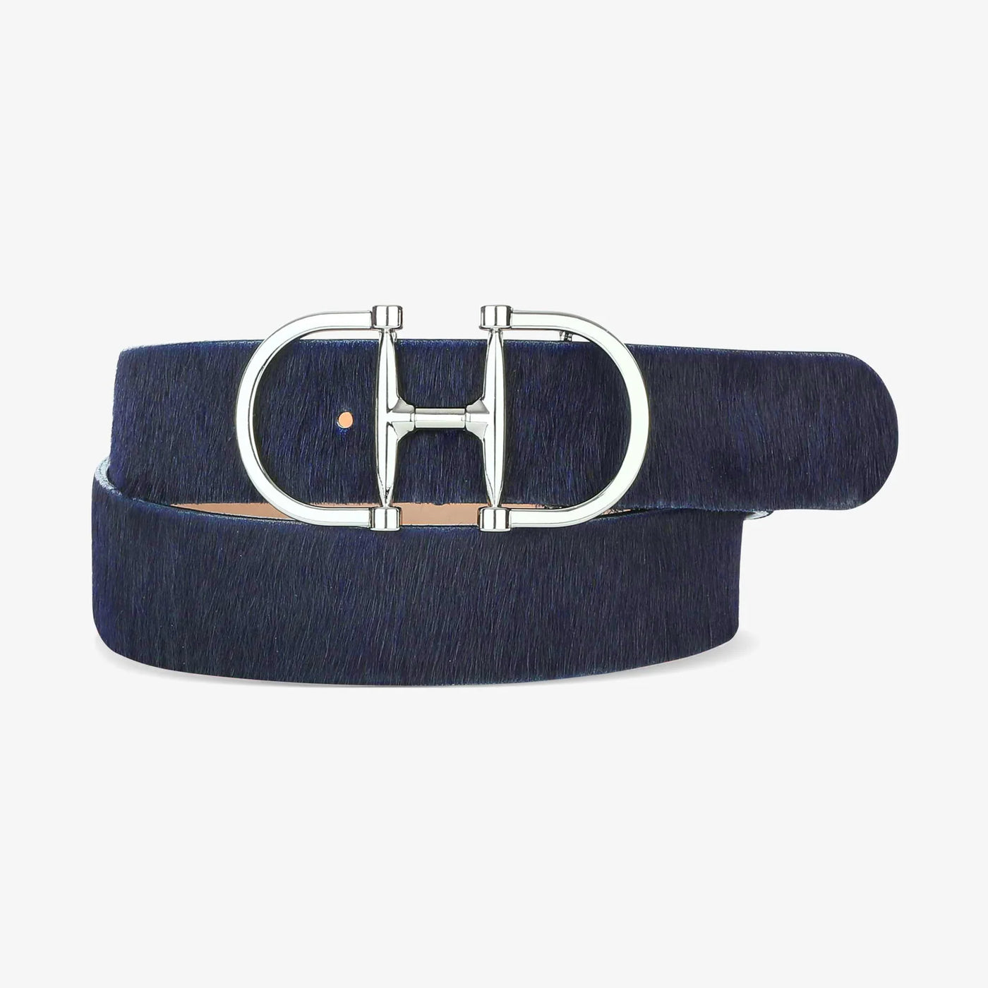 Kasi Hair-On Belt with Silver Buckle in Azure