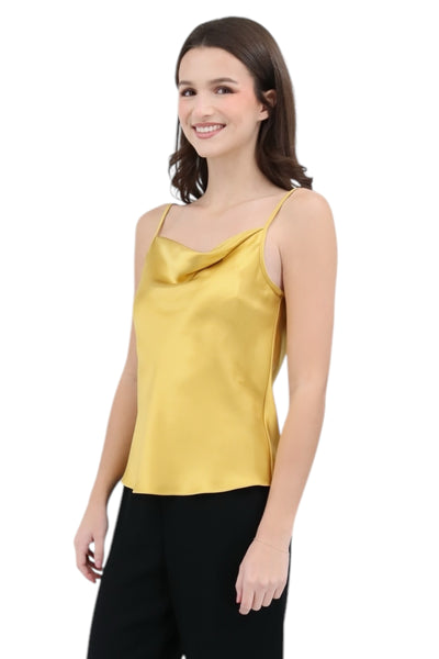 Satin Draped Front Camisole in Gold