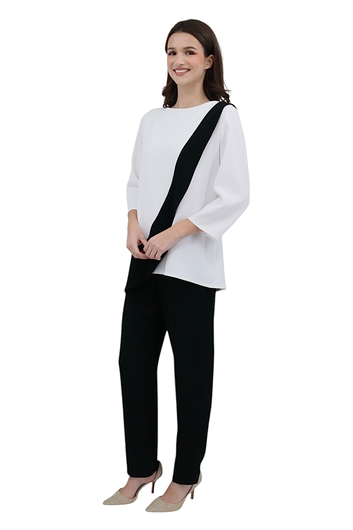 Colorblock Halfmoon Tunic White/Black