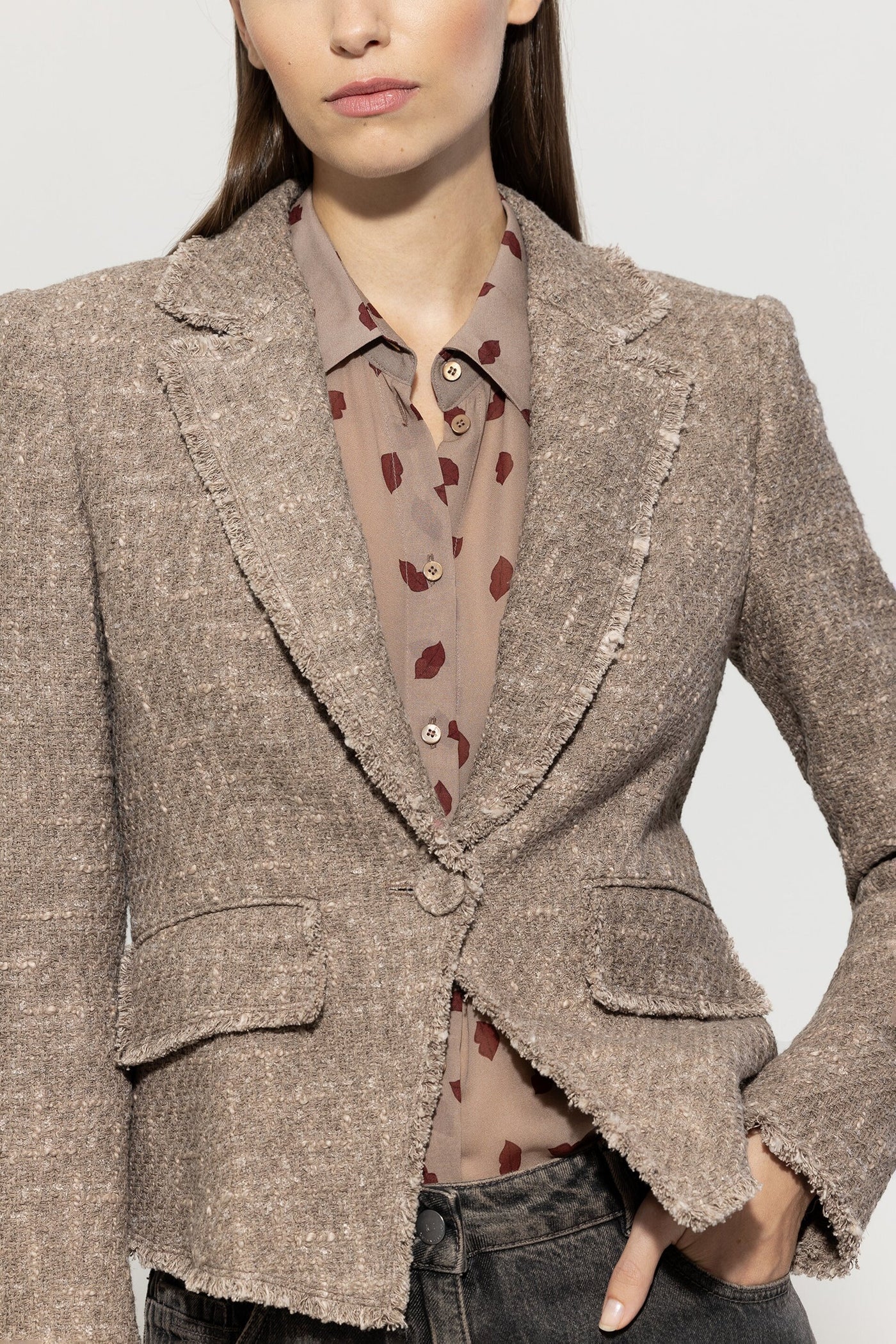 Vintage Tweed Blazer in Mushroom