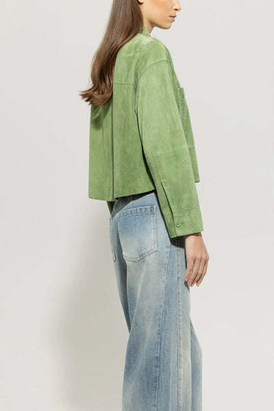 Suede Leather Jacket in Easy Green