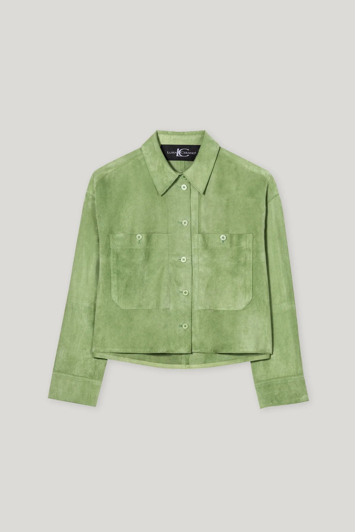 Suede Leather Jacket in Easy Green