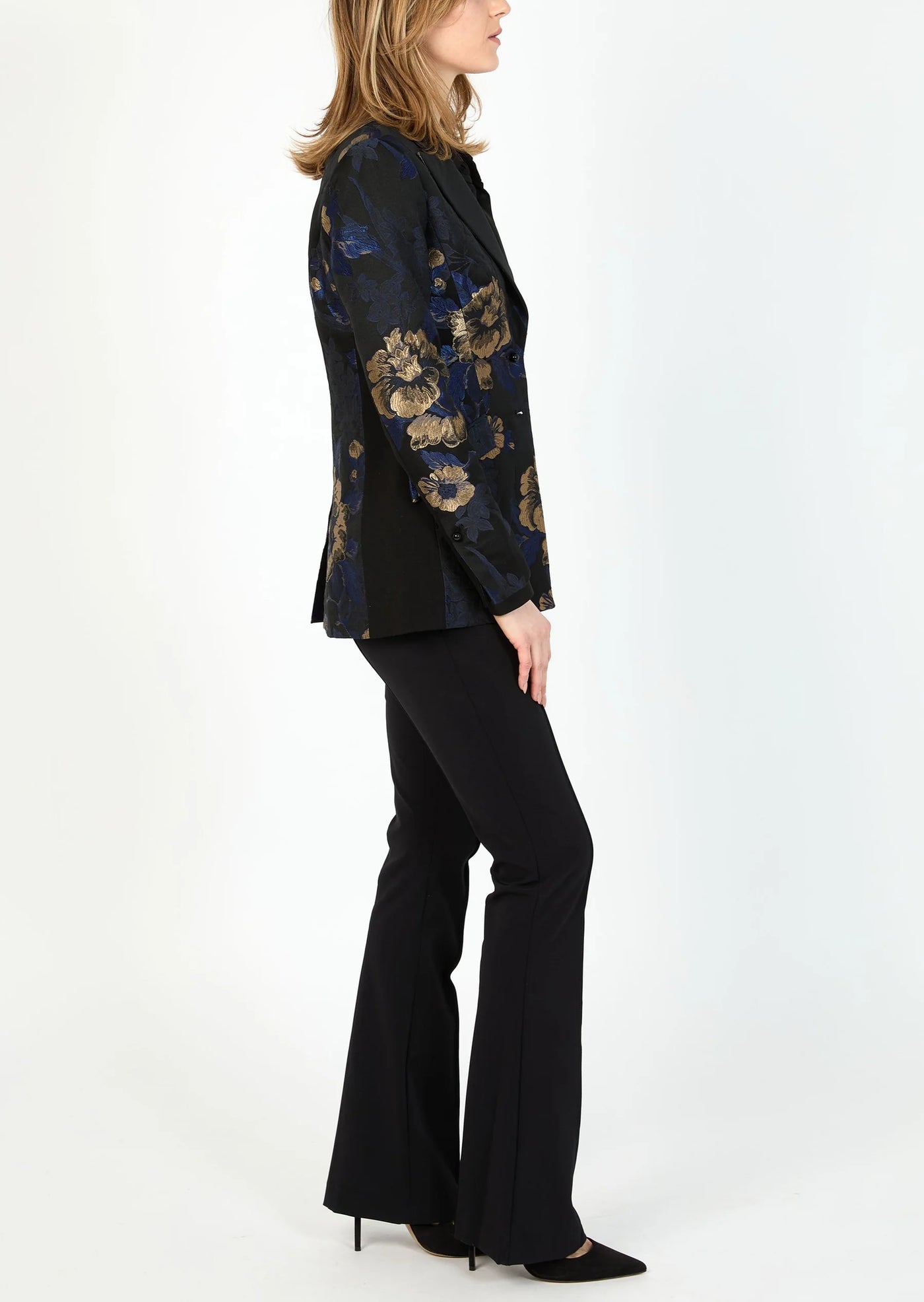 Romantic Jacquard Blazer in Black/Sapphire