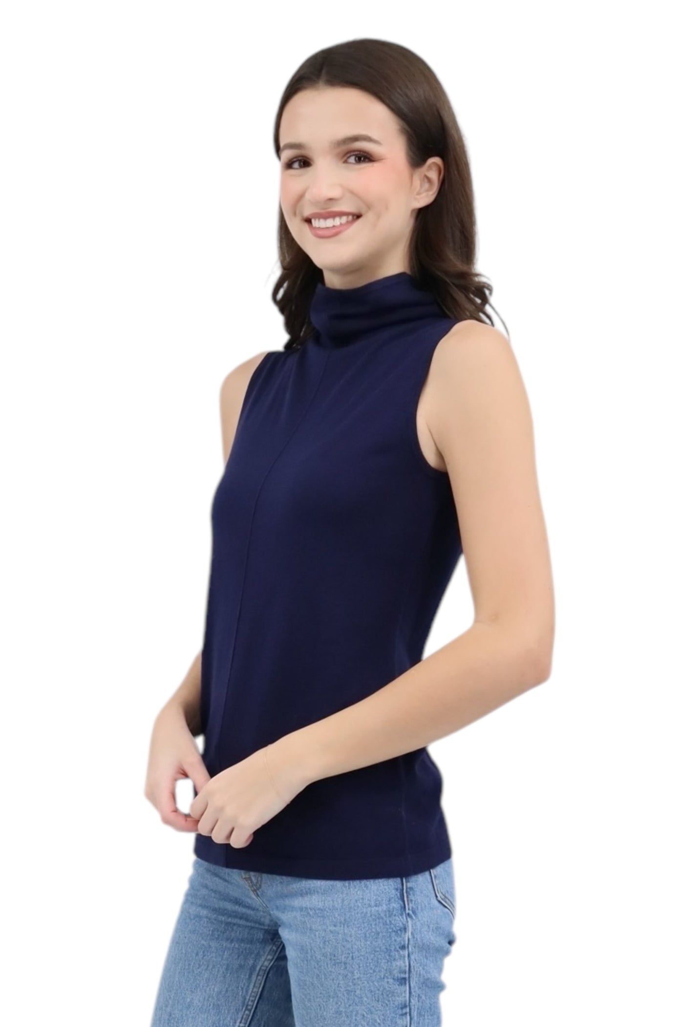 Seamed Funnel Tank in Navy