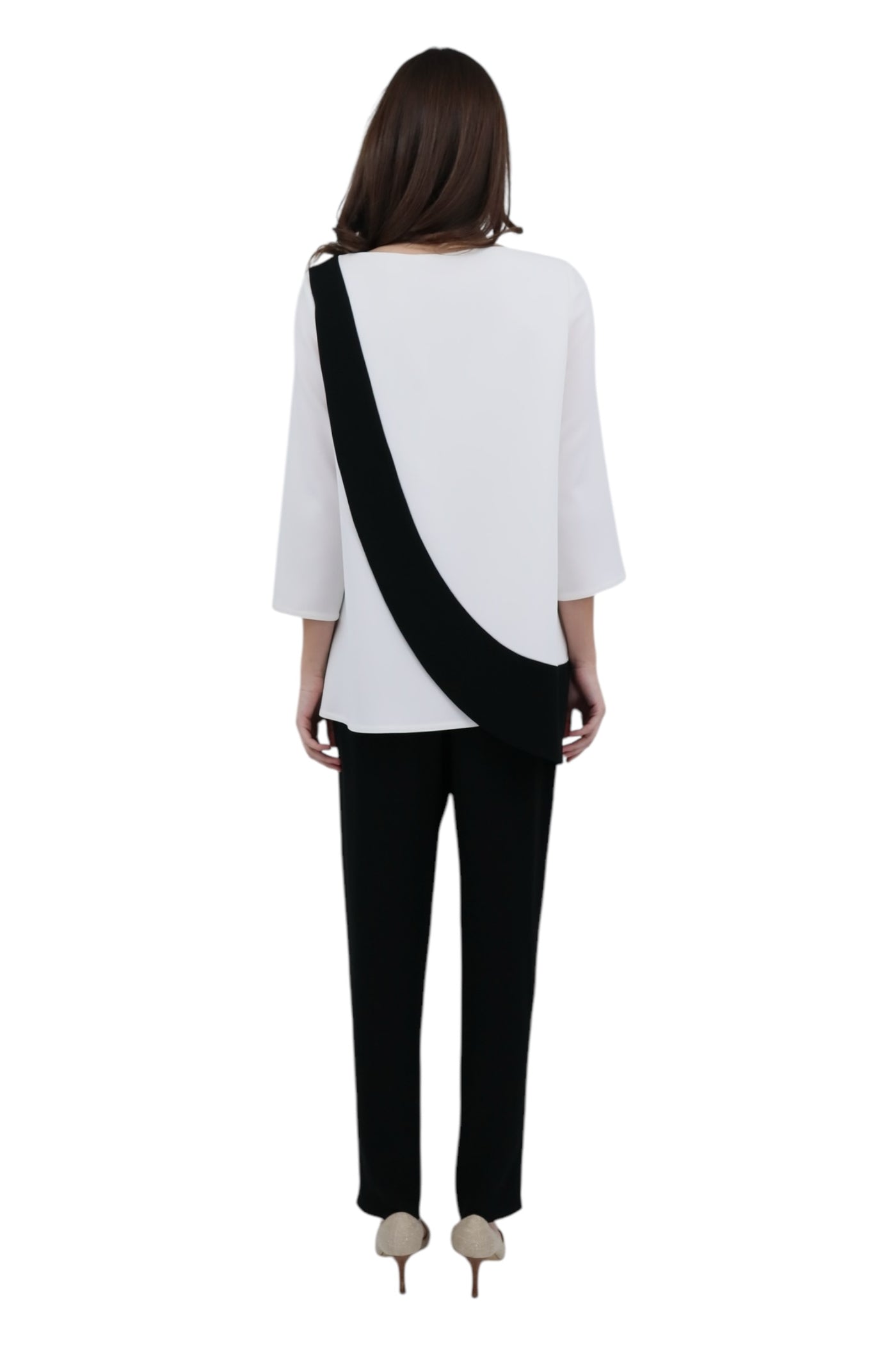 Colorblock Halfmoon Tunic White/Black