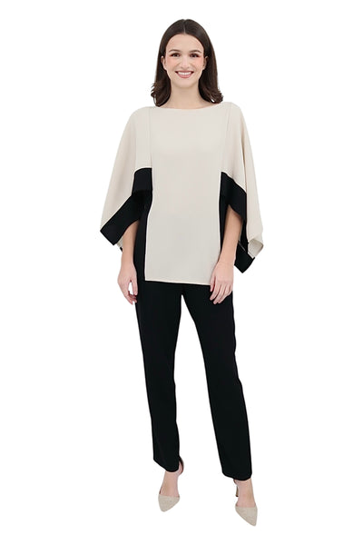 Matte Crepe Blouse in Pearl/Black