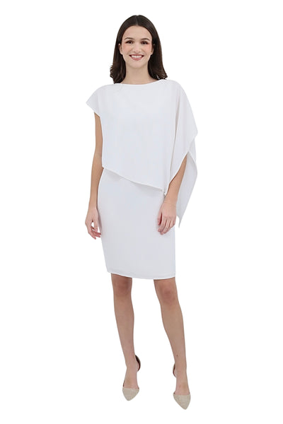 Matte Crepe Poncho Dress in White