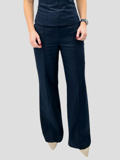 Wide Leg Pant with Pintuck in Navy