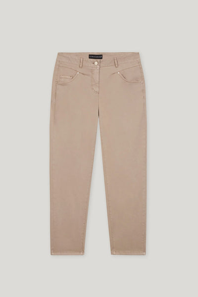 High-Stretch Tapered Denim in Mushroom