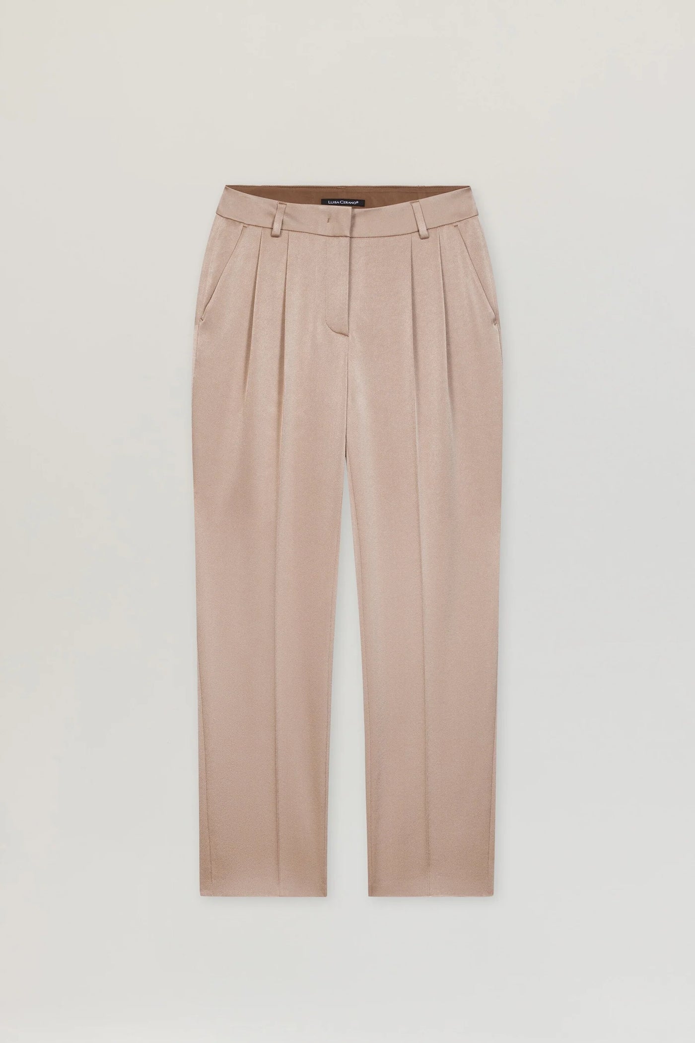 Satin Tapered Pants in Mushroom