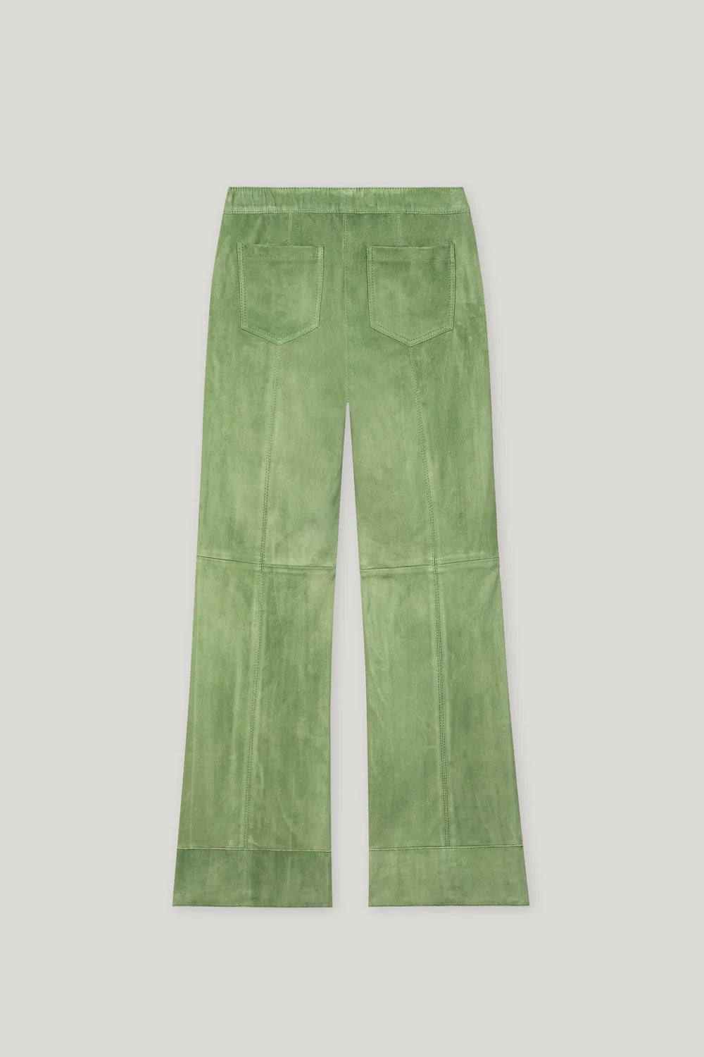 Baby Flare Suede Leather Trousers in Easy Green