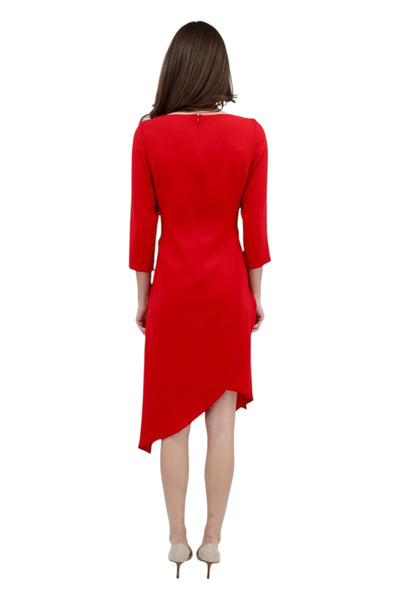 Matte Crepe Dress With Sleeve in Red