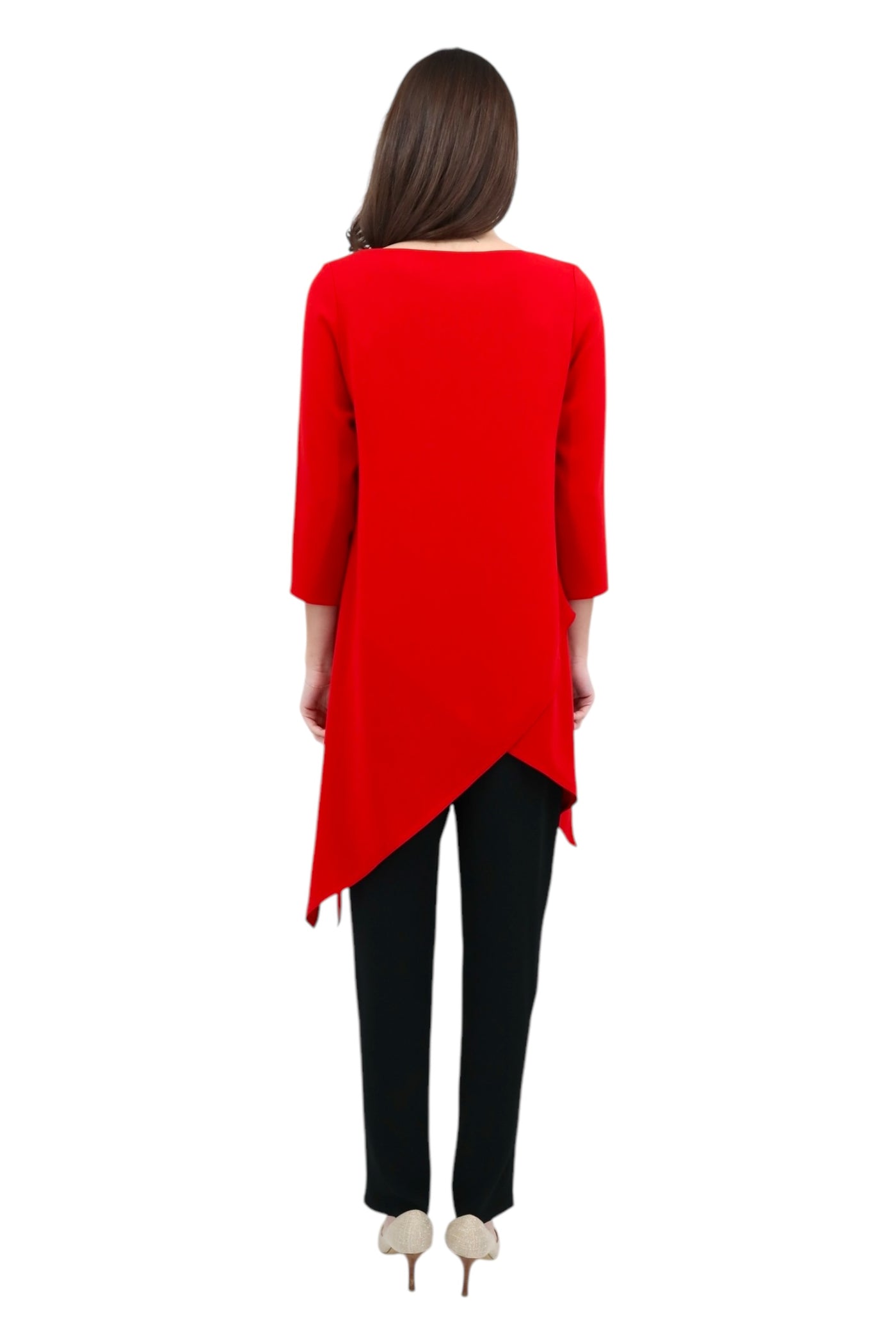 Matte Crepe Double Helix Tunic in Red