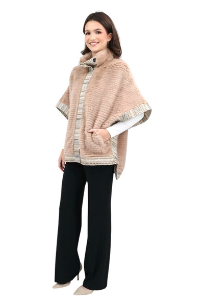 Novelty Mink Poncho in Irish Cream